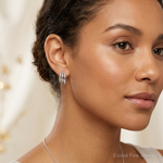 Sterling Silver Rhodium-plated Polished J-Hoop Post Earrings - Model Shot