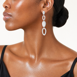 Sterling Silver Polished Fancy Ovals Post Dangle Earrings - Model Shot