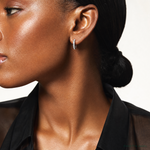 Sterling Silver Rhodium-plated CZ Post Hoop Earrings - Model Shot