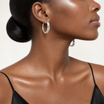 Sterling Silver Polished Multi-color CZ Circle Hoop Earrings - Model Shot