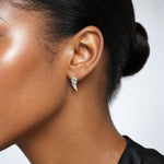Sterling Silver Polished and Textured Wing Post Earrings - Model Shot