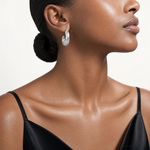 Sterling Silver Rhod-plated Polished 6mm Twisted Hollow Hoop Earrings - Model Shot