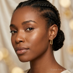 Sterling Silver Gold-tone Polished Rectangle Hoop Earrings - Model Shot