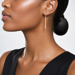 Sterling Silver Polished & Antiqued Graduated CZ Post Dangle Earrings - Model Shot