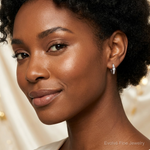 Sterling Silver Rhodium-plated CZ Hinged Hoop Earrings - Model Shot