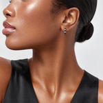 Sterling Silver RH-plated Black Spinel/Created White Sapphire Post Earrings - Model Shot