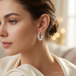 Sterling Silver Rhodium-plated Twisted Hoop Earrings - Model Shot