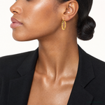 SS Gold-tone Polished 20.0mm Tapered Round Hoop Earrings - Model Shot