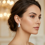 Sterling Silver RH-plated Polished Tapered Hinged Hoop Earrings - Model Shot