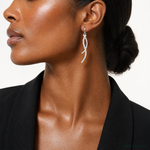 Sterling Silver Polished Fancy CZ Post Dangle Earrings - Model Shot