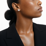 Sterling Silver Polished CZ Cluster Post Earrings - Model Shot