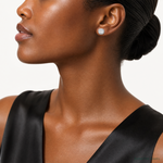 Sterling Silver Rh-pltd Polished 10mm Cushion Halo CZ Post Earrings - Model Shot