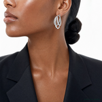 Sterling Silver Rhodium-plated Polished CZ Hoop Earrings - Model Shot