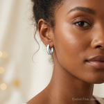 Sterling Silver Oval Hinged Hoop Earrings - Model Shot