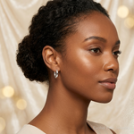 Sterling Silver Polished Hinged Hoop Earrings - Model Shot