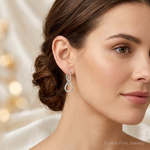Sterling Silver Polished & Twisted Oval Hoop Earrings - Model Shot