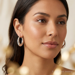 Sterling Silver Polished & Tapered Round Hoop Earrings - Model Shot