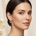 Sterling Silver Polished 6mm Round Hoop Earrings - Model Shot
