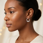 Sterling Silver Rhodium-plated Polished Dolphin Round Hoop Earrings - Model Shot