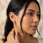 Sterling Silver Rhodium Plated 2mm Twisted Hoop Earrings - Model Shot