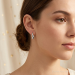 Sterling Silver Rhodium-plated Polished Hollow Hinged Hoop Earrings - Model Shot