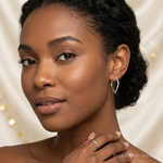 Sterling Silver Rhodium Plated Heart Hoop Earrings - Model Shot
