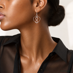 Sterling Silver Rhodium-plated Polished Infinity Open Heart Dangle Earrings - Model Shot