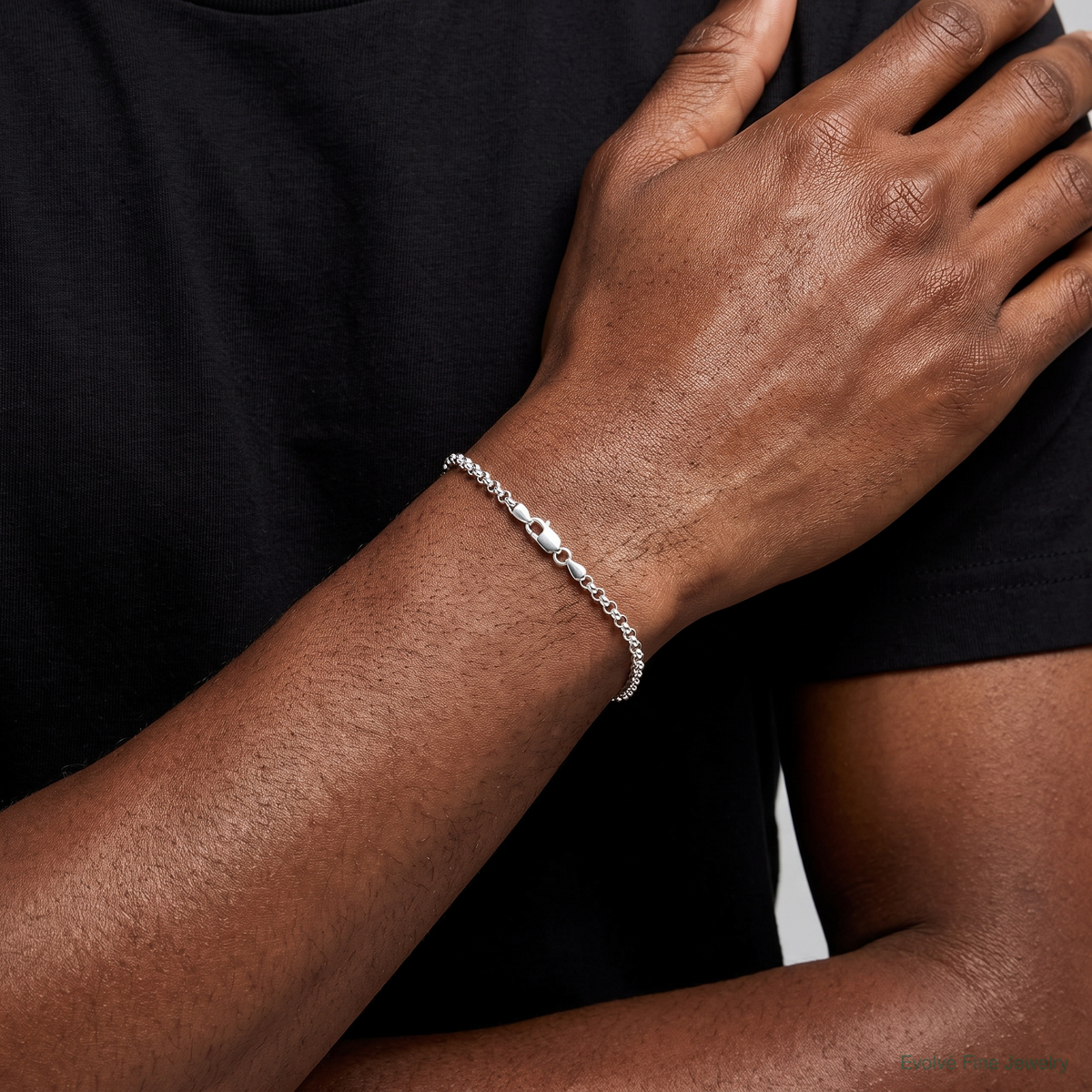 Sterling Silver 3.5mm Rolo Chain - Model Shot