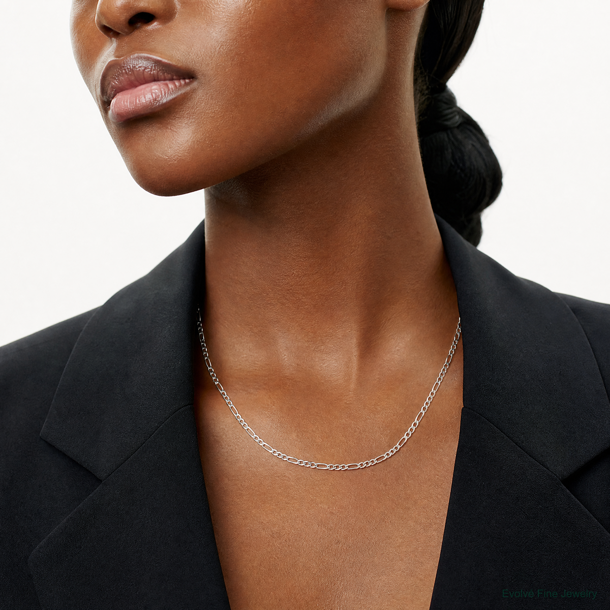 Sterling Silver 2.25mm Figaro Chain - Model Shot