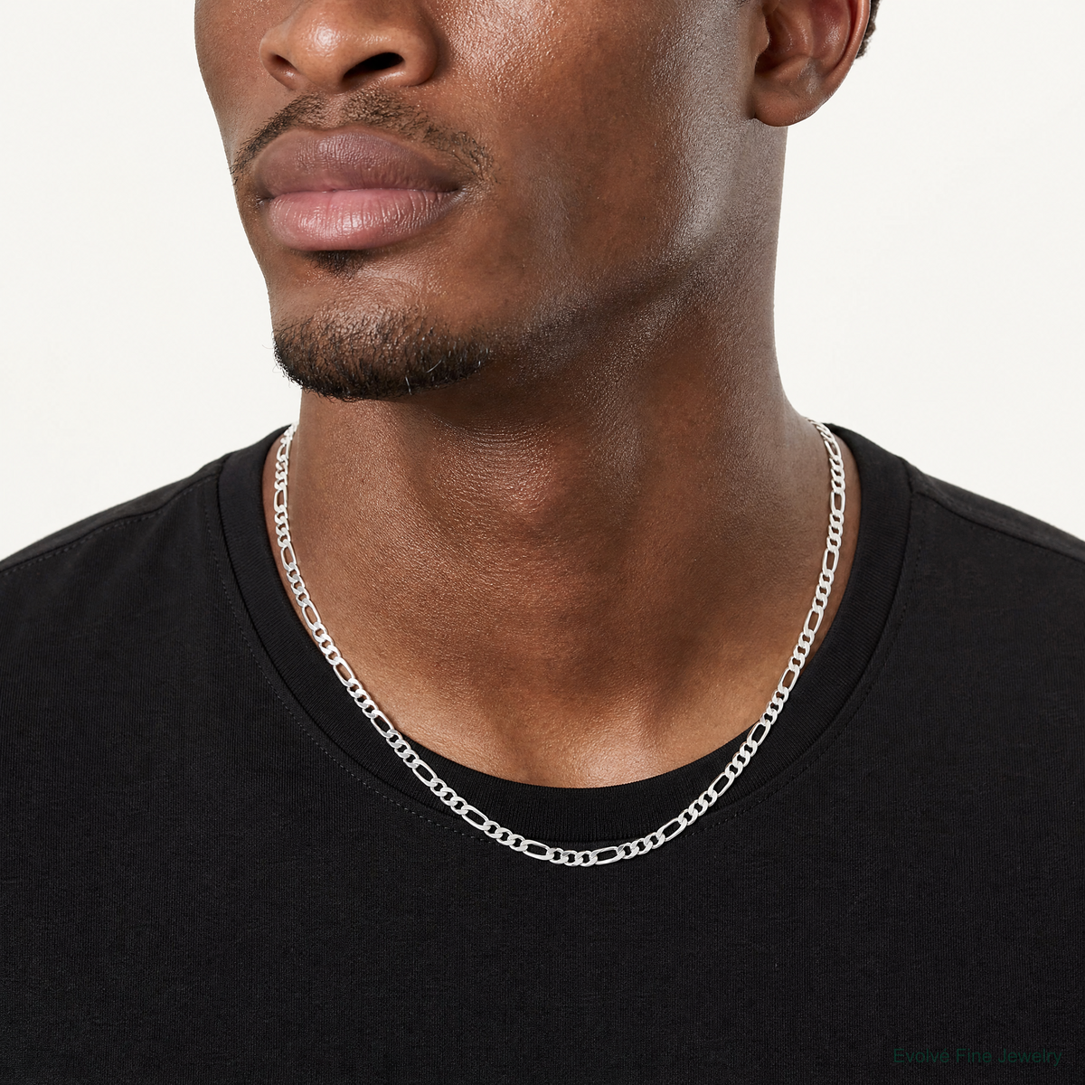 Sterling Silver 4.5mm Figaro Chain - Model Shot
