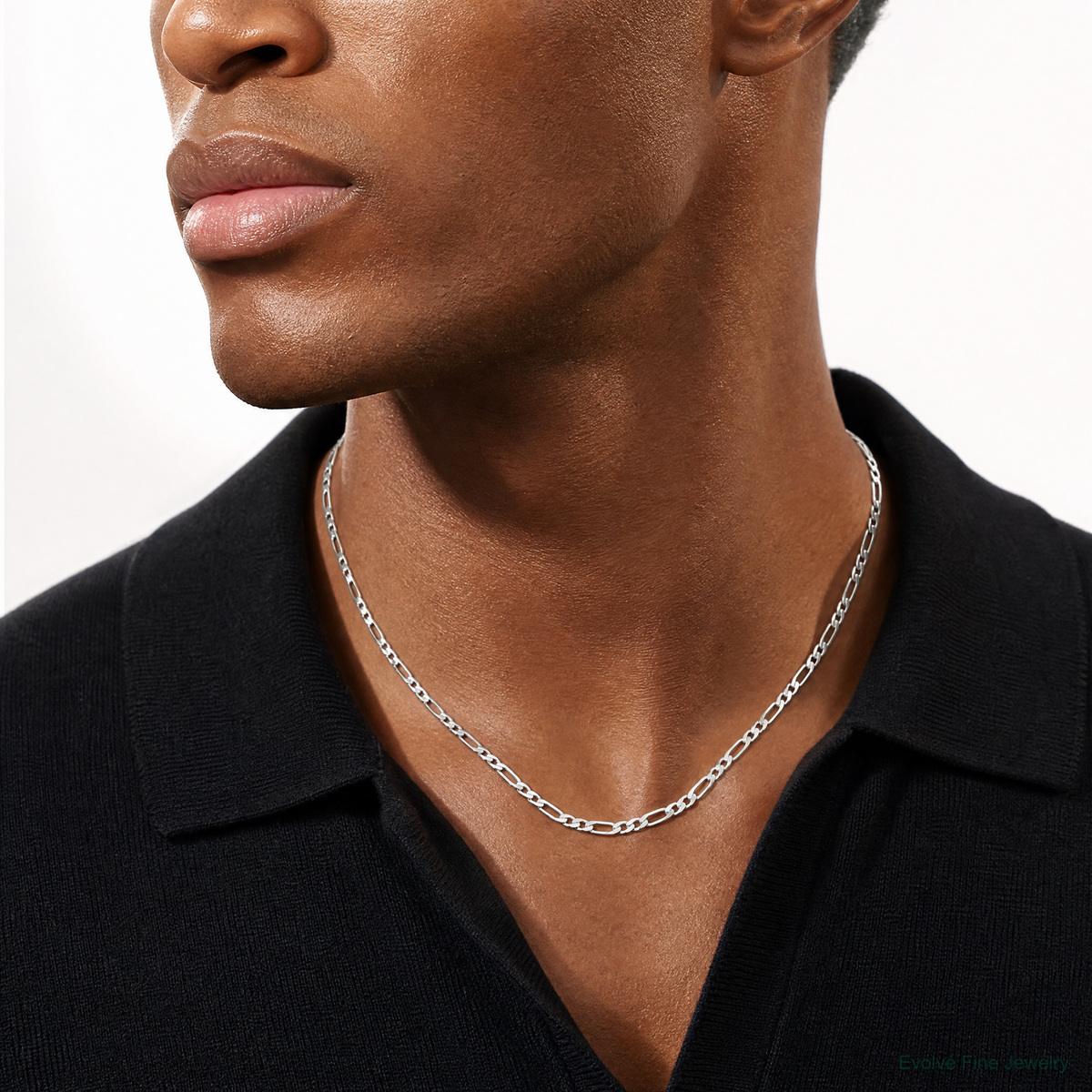 Sterling Silver 5.5mm Figaro Chain - Model Shot