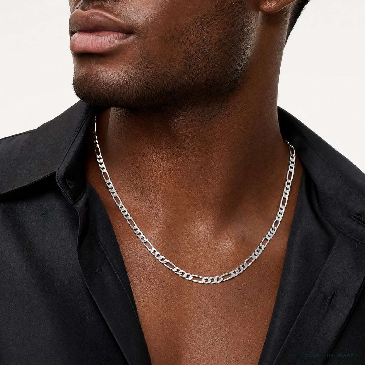 Sterling Silver 7.5mm Figaro Chain - Model Shot