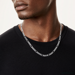 Sterling Silver Rhodium-plated 7.5mm Figaro Chain - Model Shot