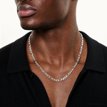 Sterling Silver Rhodium-plated 7.75mm Figaro Chain - Model Shot