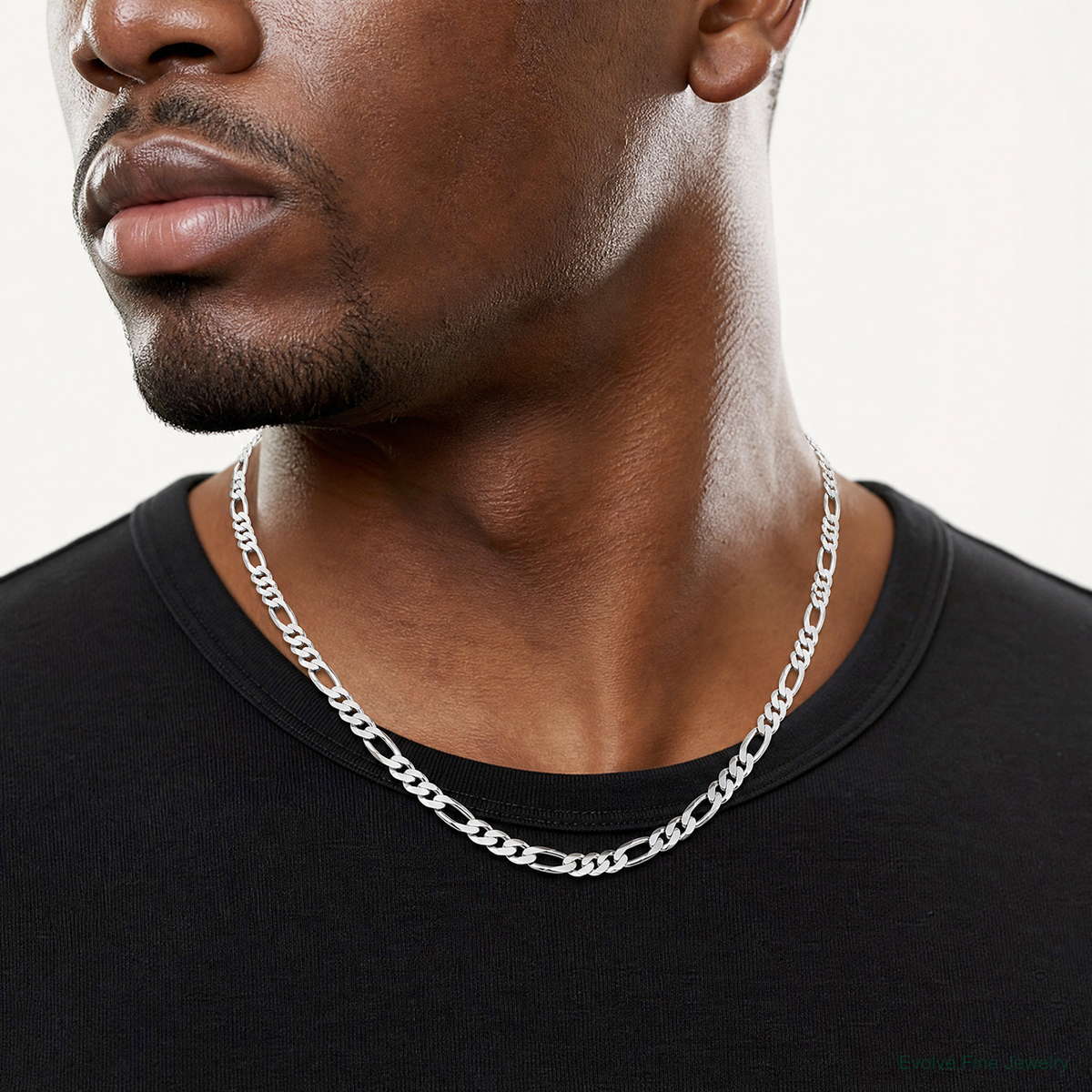 Sterling Silver Rhodium-plated 10.2mm Figaro Chain - Model Shot