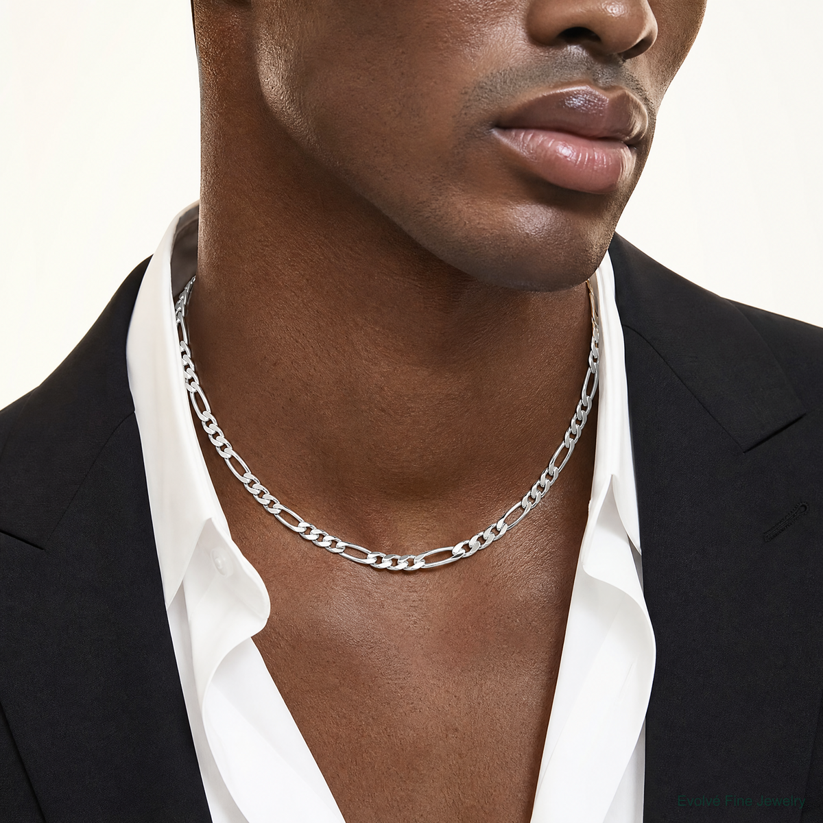 Sterling Silver 10.75mm Figaro Chain - Model Shot