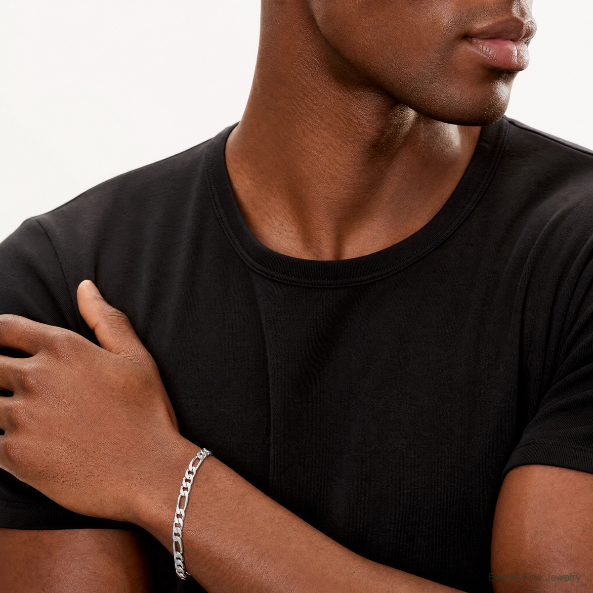 Sterling Silver 10.75mm Figaro Chain - Model Shot