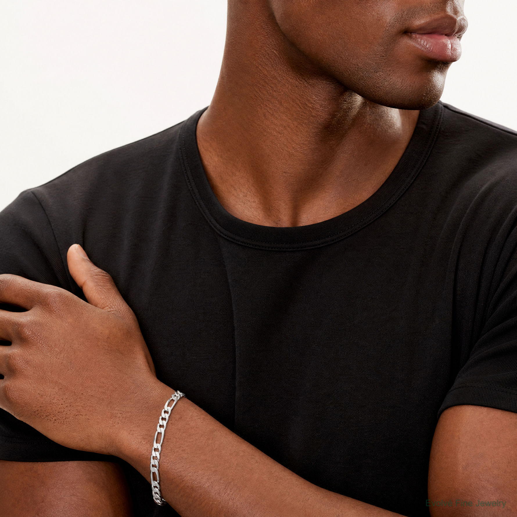 Sterling Silver 10.75mm Figaro Chain - Model Shot