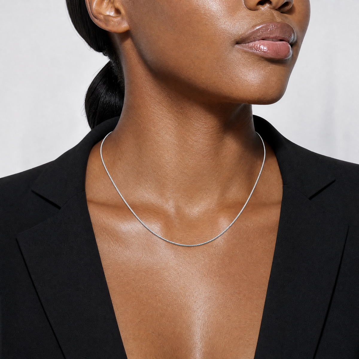Sterling Silver .85mm Diamond-cut Snake Chain - Model Shot