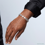 Sterling Silver 7.75mm Solid Double Link Charm Bracelet - Model Shot