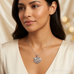 Sterling Silver Rhodium-plated MOM Necklace - Model Shot
