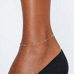 Sterling Silver 1mm Beaded Chain 9in Plus 1in ext. Anklet - Model Shot
