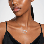 Sterling Silver Rhod-pltd Polished Open Heart CZ Journey 18in Necklace - Model Shot