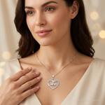 Sterling Silver Rhodium-plated Diamond Mom Necklace - Model Shot