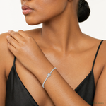 Sterling Silver Rhodium-plated CZ Adjustable Bracelet - Model Shot