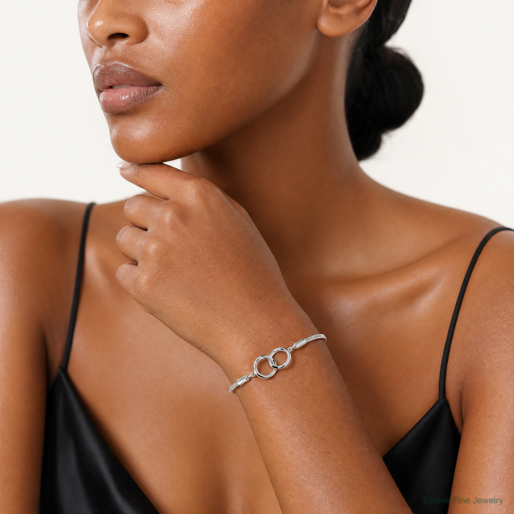 Sterling Silver Polished Adjustable Bracelet - Model Shot