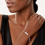 Sterling Silver Polished Bar Adjustable Bracelet - Model Shot