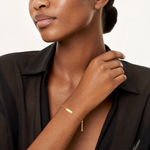 Sterling Silver Gold-tone Polished Bar Adjustable Bracelet - Model Shot