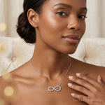 Sterling Silver Gold-plated MOM and ME CZ Infinity Necklace - Model Shot