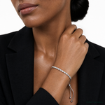 Sterling Silver Polished Rhodium-plated CZ Adjustable Bracelet - Model Shot